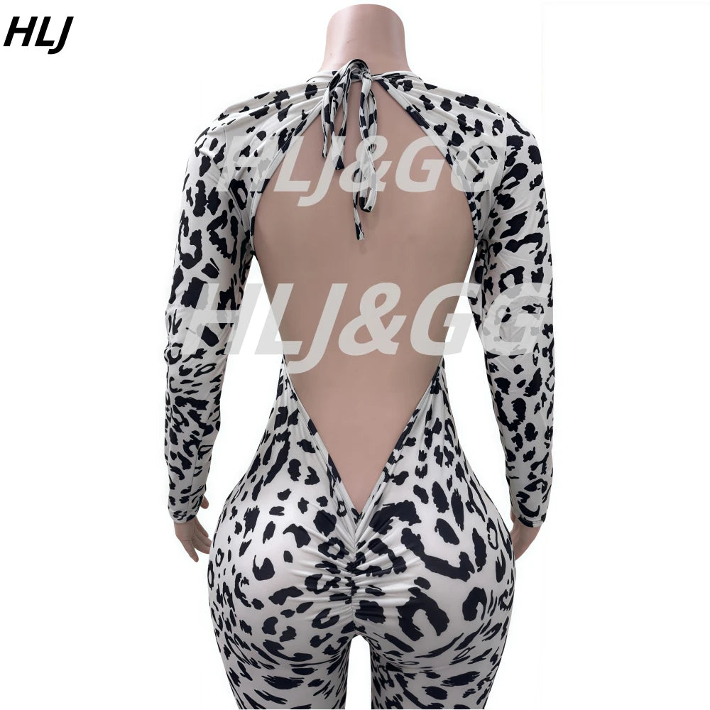 Backless Leopard Jumpsuit
