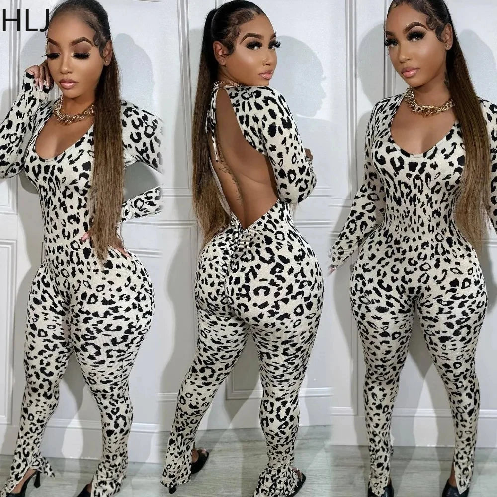 Backless Leopard Jumpsuit
