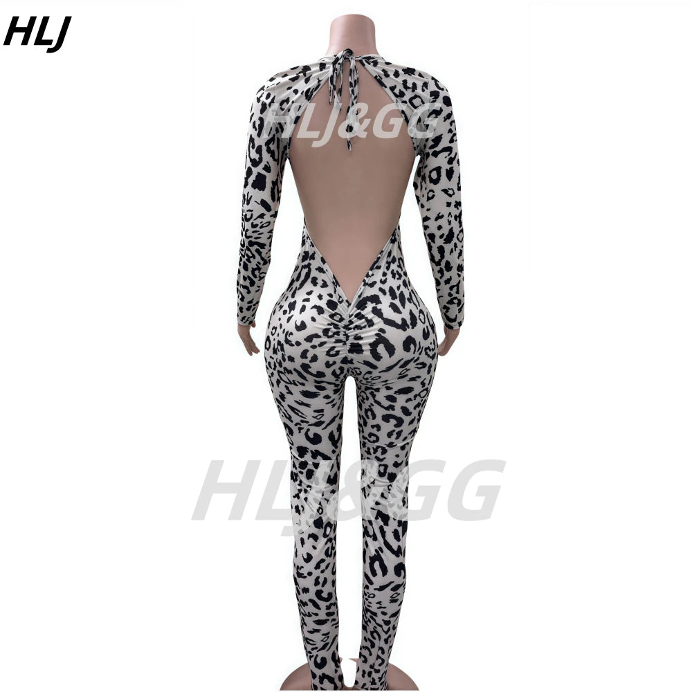Backless Leopard Jumpsuit