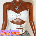 Retro American Denim Shorts Two Piece Sets Hollow Crop Top And Shorts
