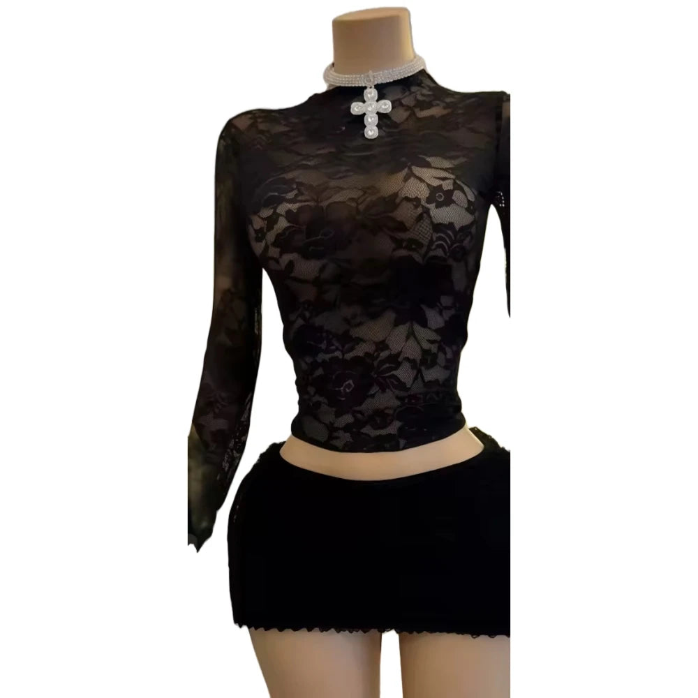Two Piece Outfits Woman Solid Color Sleeveless Backless Bodysuit + Bodycon Skirt